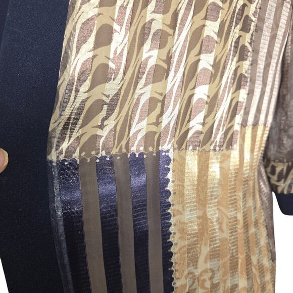 R&M Richards Womens Size 18 Twofer Blouse Patchwork Artsy Classic Glam Metallic - Picture 4 of 11